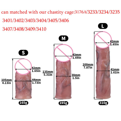 FRKO Silicone Real Big Dildo with Flat Chastity Cage Device Inverted Chastity Accessories Role-Playing Sextoys 정조대 BDSM 18+