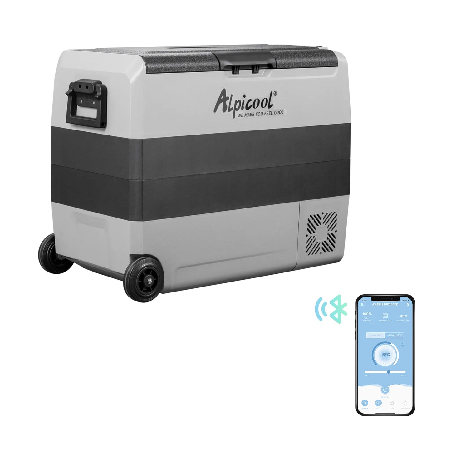 Alpicool T50 50L Compressor Cool Box 12 V Portable Fridge Electric Freezer Box Small Freezer for Car Camping, Truck, Boat and Socket with USB Port, -20°C to 20°C