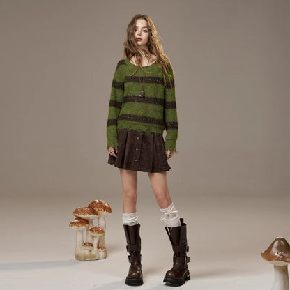 ELFSACK 2025 Autumn New Arrivals Cute Casual Knit Color Accent V Neck Loose Cardigan Sweater For Woman