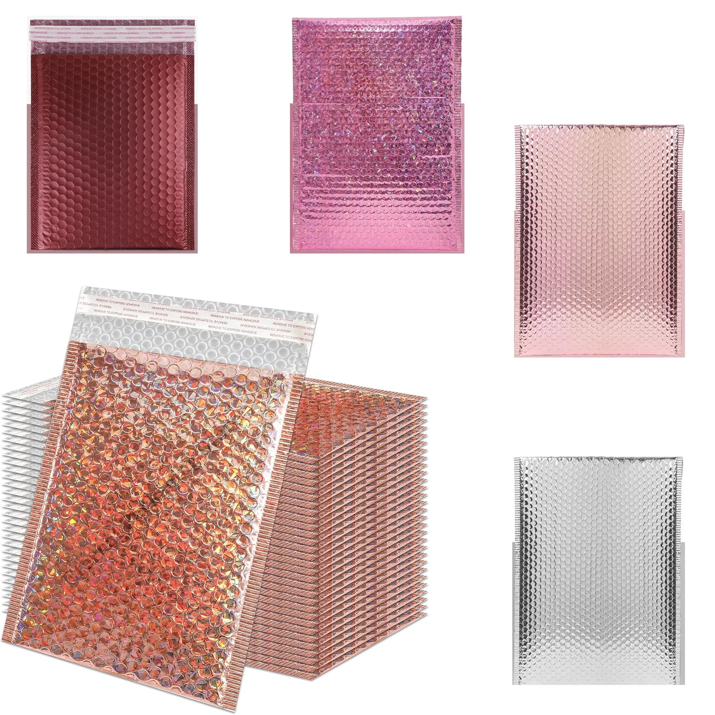 30Pcs Holographic Bubble Mailer Mailing Envelope Thicken Protection Waterproof Padded Bubble Envelopes Pack Bag for Shipping