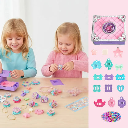 Chriyungel DIY Jewelry Making Kit for Girls 3D Magic Bracelets Rings Keychains Creative Craft Box Set Xmas Birthday Gift for Kid