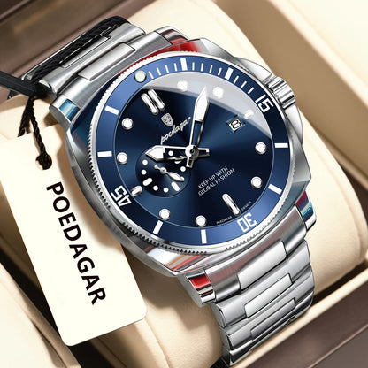 POEDAGAR Luxury Trendy Men Watch Waterproof Luminous Date Stainless Steel Male Watch Quartz Business Sports Men's Watches Reloj