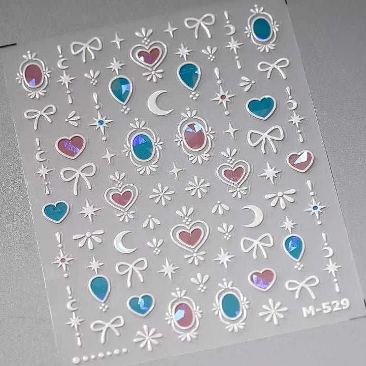 1PC 5D Korean Bronzing Nail Stickers Japanese Gold Silver Star Moon Luxury DIY Nail Art Decoration Decals Manicure Accessories