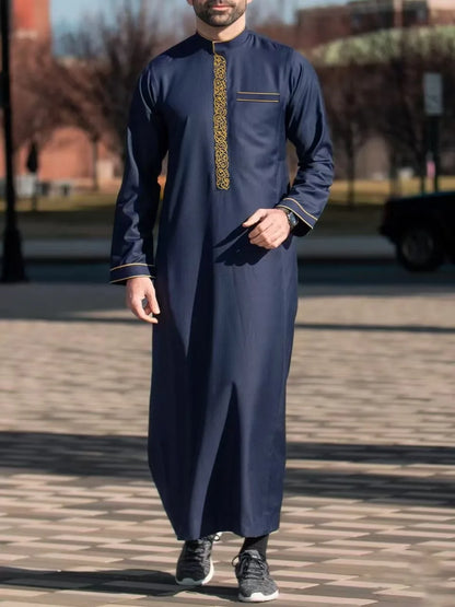 Dishdasha Muslim Men Long Robe Jubba Thobe Abaya Embroidery Kimono Islamic Dubai Saudi Abayas Prayer Kaftan Ramadan Morocco 2025