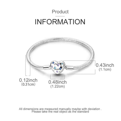 Original 925 Sterling Silver Bracelets 17-20CM Love Heart Flowers Butterfly Charms Beads Bracelet For Women Fashion Jewelry Gift