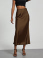 21 Colors New 2026 Women's Elegant High Waist Satin Long Skirts Female Summer Solid Color Faldas