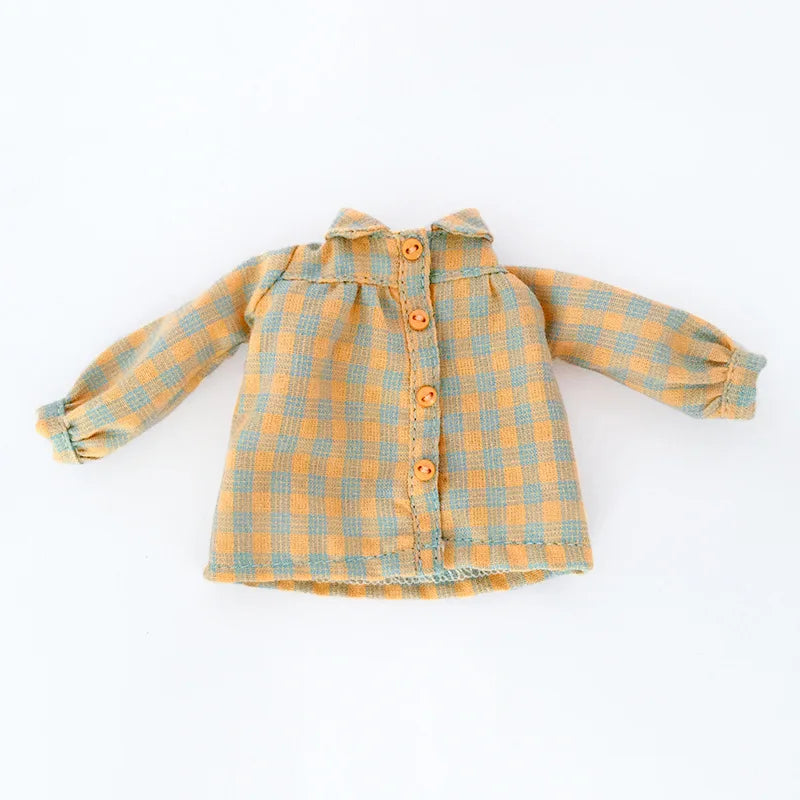 Casual Blyth Doll Clothes Rompers Plaid Pants Long Sleeve Top Suit Doll Trousers for Ymy Licca Azones Ob24 Ob27 Doll Accessories