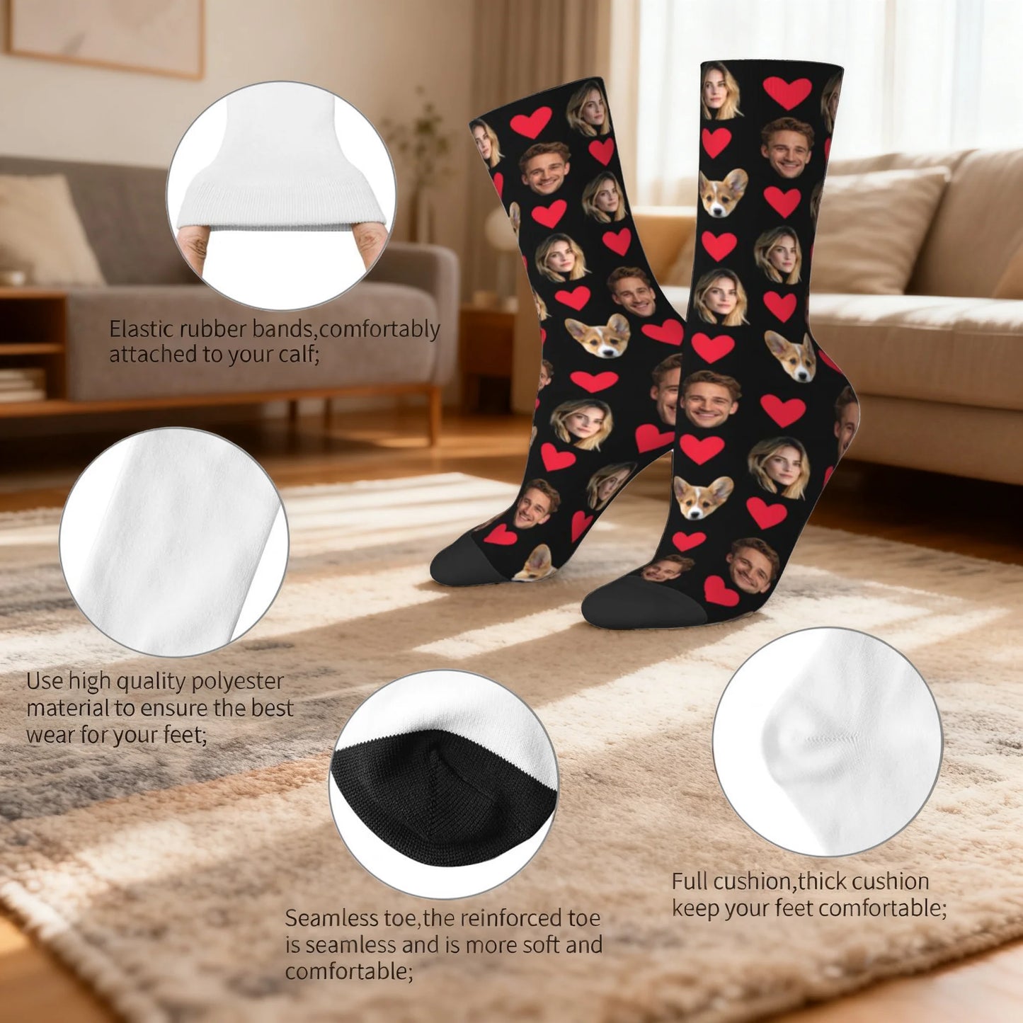 Customized socks for men and women Face-themed funny expression socks Personalized photo-customized socks Birthday gifts