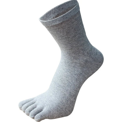 5Pairs Toe Socks Crew Socks Men and Women Five Fingers Socks Breathable Cotton Socks Sports Running Solid Color as Birthday Gift