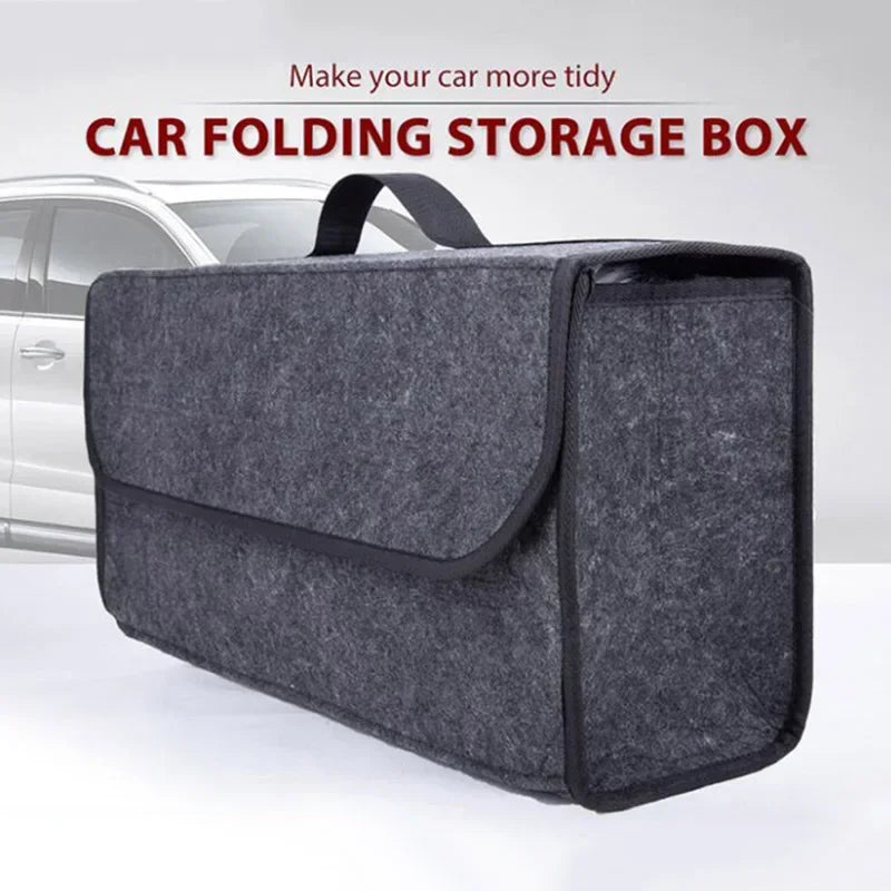 Gray Anti Slip Compartment Boot Storage Organizer Tool Car Storage Bag Car Trunk Organizer Soft Felt Storage Box Car Accessories