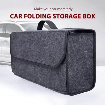 Gray Anti Slip Compartment Boot Storage Organizer Tool Car Storage Bag Car Trunk Organizer Soft Felt Storage Box Car Accessories