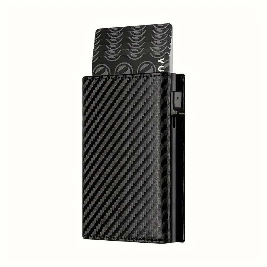 Men's Wallet with Zipper Coin Purse Automatic Pop-up Metal Credit Card Holder Minimalist RFID Blocking Business Card Wallet Idea
