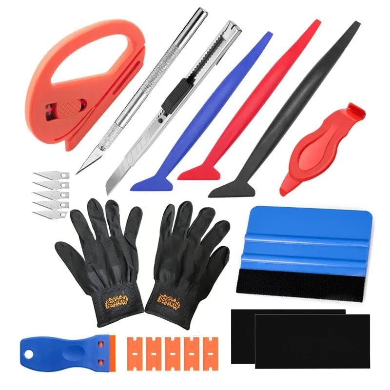 Auto Vinyl Wrap Tools Kit Vinyl Tinting Kit  Car Window Tinting Film Installation Felt Squeegee Wrapping Spatula Covering Tools