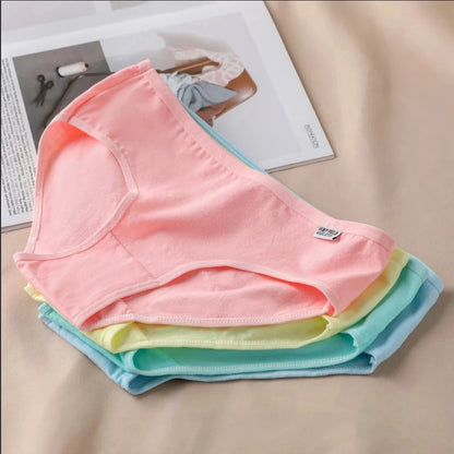 7Pcs/Set Candy Color Underwear Womens Comfortable High-quality Cotton Panties Mid-waist Breathable Underpanties Plus Size Briefs