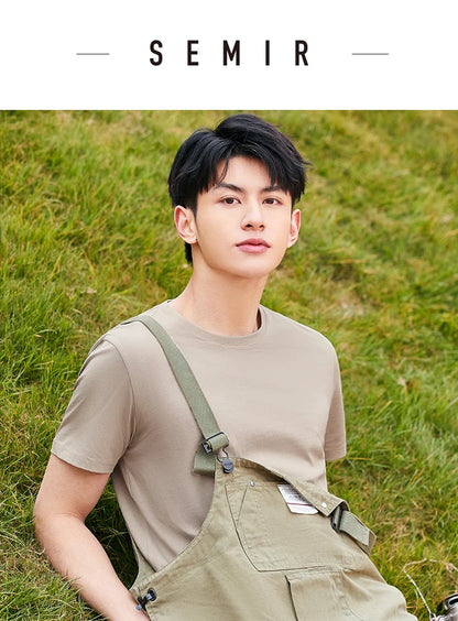 Semir Short Sleeve Men T-Shirt Cotton 2026 Summer New Man Clothing Thin And Versatile T Shirt Couples Solid Color Tops