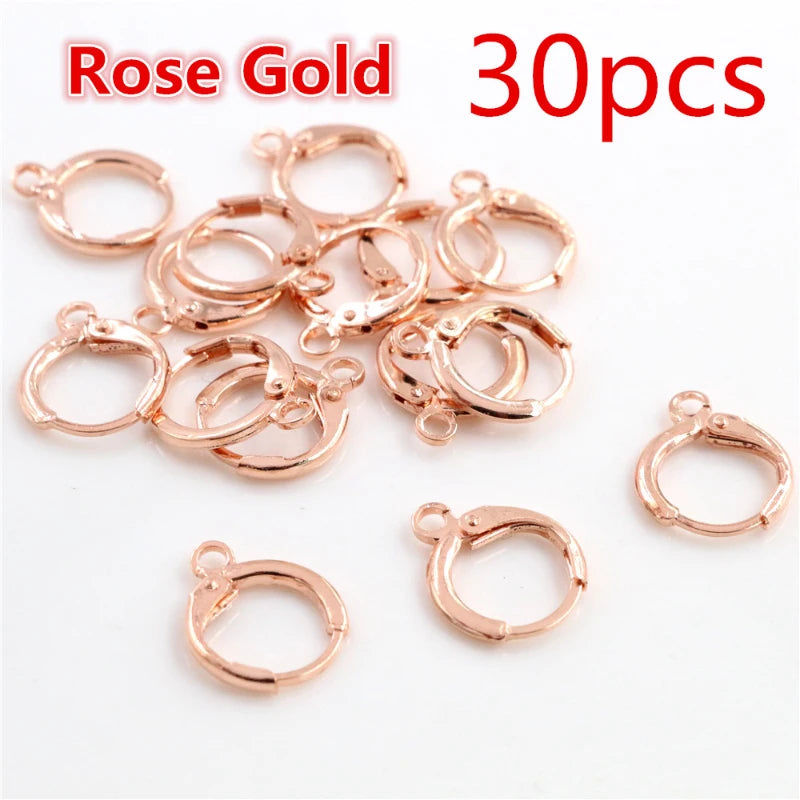 30-50pcs/lot Gold Silver French Lever Earring Hooks Wire Settings Base Hoops Earrings For DIY Jewelry Making Supplies Wholesale