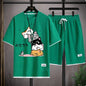 2024 Men's Summer Waffle Set Brand Fashion Casual T-shirt+Shorts Set Men's Sports Set Loose ComfortableSlo Two-piece Set