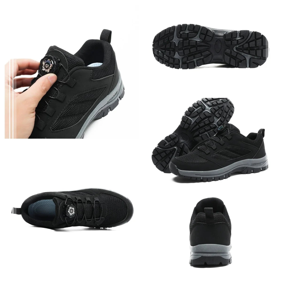 Men'S Spring And Autumn Outdoor Sports Shoes With Rotating Buckle Convenient Comfortable Anti Slip Hiking Shoes Large Size 39-48