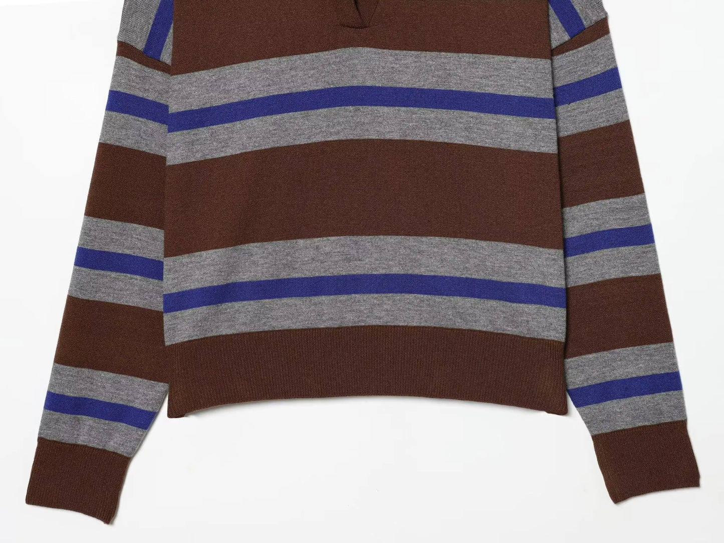 Sweater knitted Pullover Women's Spring 2026 New Fashion Striped Loose Polo neck Warm Women Sweater Chic Youth Holiday Pullover