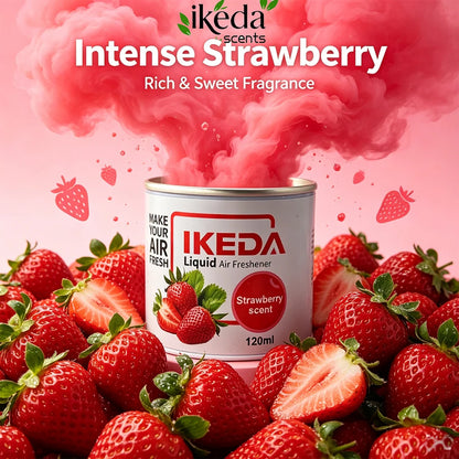 IKEDA 120ml Strawberry Air Freshener Liquid, Long Lasting Car Fragrance, Home Office Deodorizer, Eliminates Cigarette Pet Food O