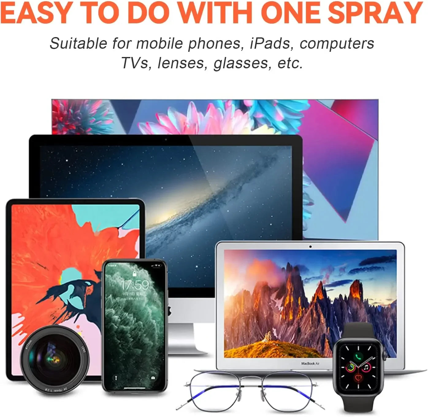 2 in 1 Screen Cleaner Spray Bottle Computer Cellphone Screen Cleaner with Microfiber Cloth Set Cleaning Tools Cleaning Supplies