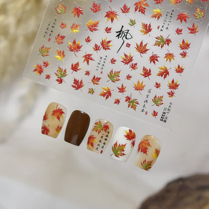 Retro Sunflower Nail Stickers Mixed Style 5D Bronzing Photo Frame Luxury Nail Art Decorations Decals Stickers Press On Nails DIY