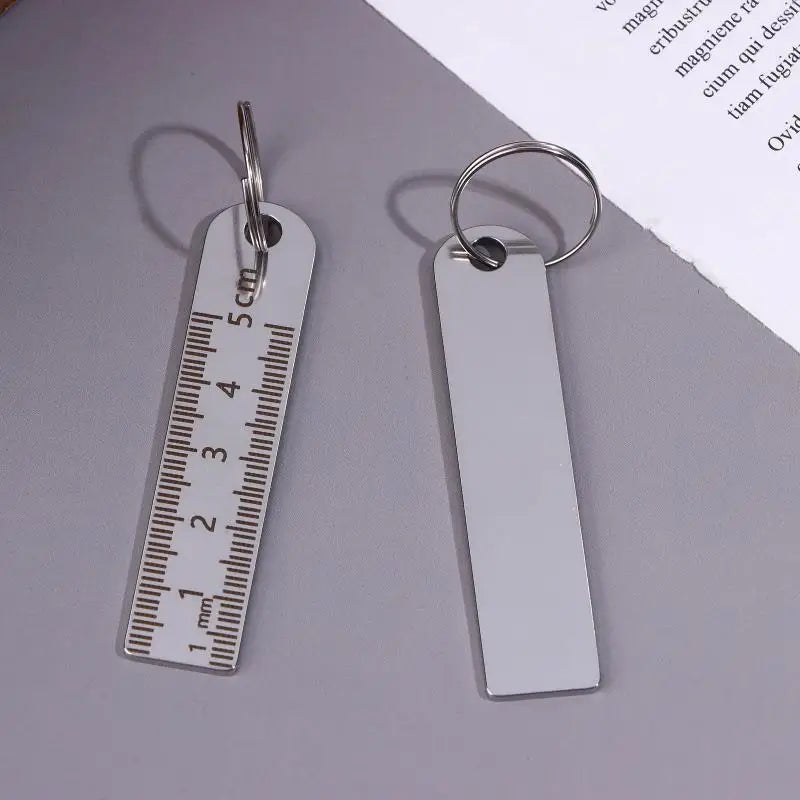 ♥Mini Stainless Steel Ruler Keychain | 1-5cm Portable Measuring Tool Key Rings (Anti-loss Measuring Ruler)