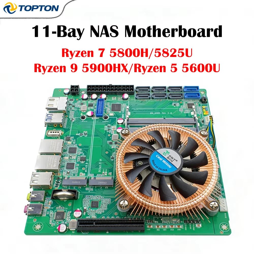 AMD Ryzen 7 5800H/5825U R9 5900HX 8-Bay NAS Motherboard 8*SATA 3*NVMe 2*2.5G LAN 2*DDR4 Gaming Firewall Mini ITX Mainboard PC