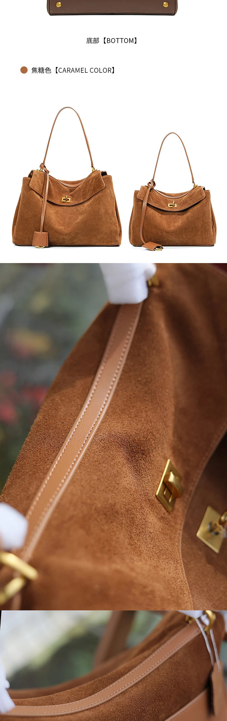 Large Capacity Autumn Winter Suede Leather Tote Bag Frosted Cowhide High-Grade Shoulder Bag for Women