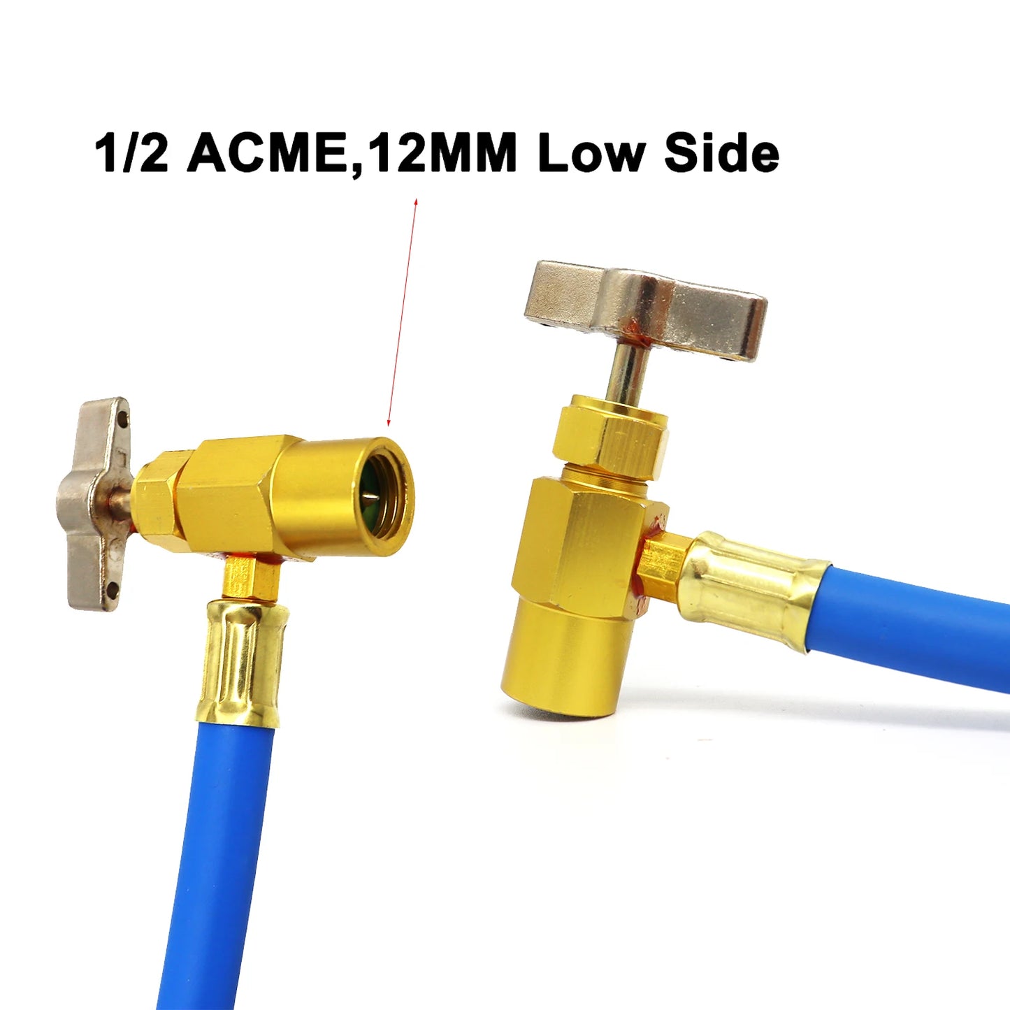 R134A Recharge Hose with Gauge, AC Can Tap Freon Charging Kit, 90° Low Side Quick Coupler for R134A R12 R22 A/C Refrigerant