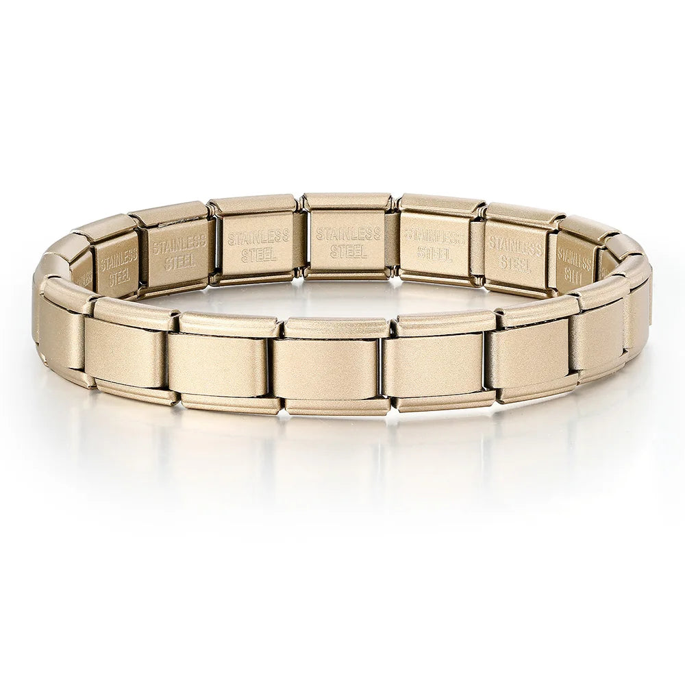 GEMOSA 9mm Width Italian Charm Bracelet Fashion Stainless Steel Bangle Elastic Link Chain High Quality Factory DIY