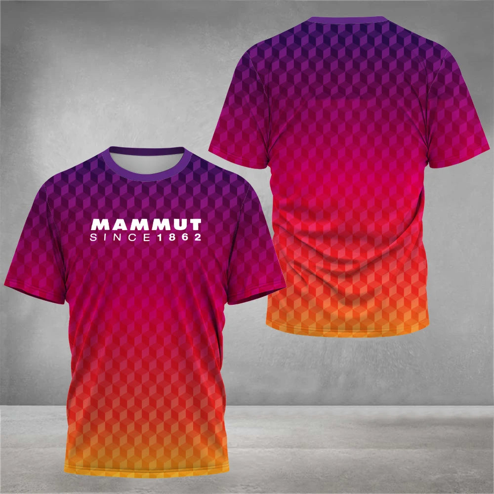 Men's outdoor hiking T-shirt 3D printed design rock climbing cross-country running Drifit camping clothes fashionable