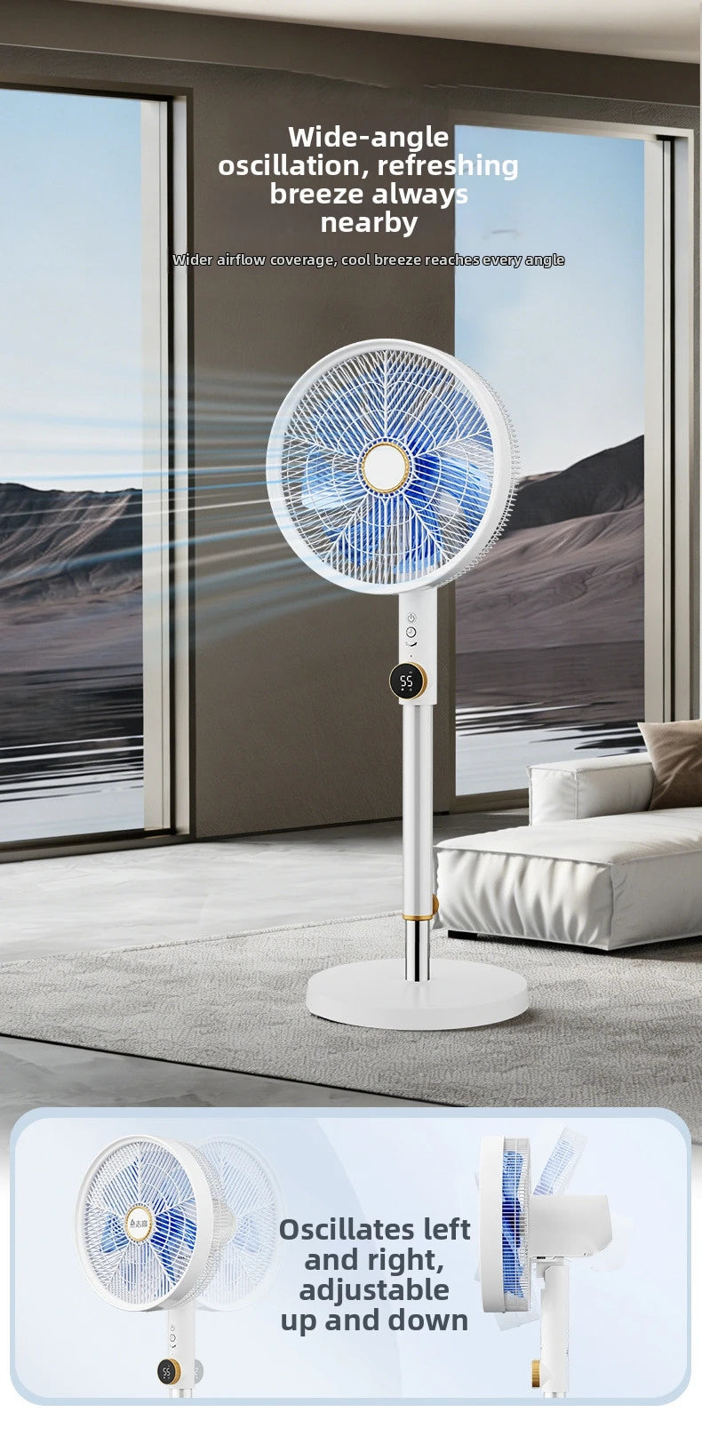 DC Inverter Tower Fan, Ultra Quiet 12-Speed Standing Fan with Remote, Energy Saving Oscillating Fan for Living Room/Bedroom