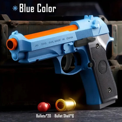 Mechanical G17 Soft Bullet Toy Gun Shell Throwing Continuous Firing Launcher Model Outdoor Sports Shooting Games for Children