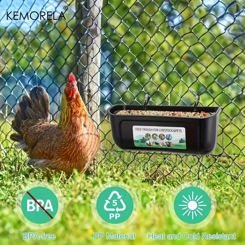 KEMORELA 2PCS Goat Feeder Hanging Duck And Chicken Feeder Small Pet Food Basin Fence Feed Trough Goose Drinking Trough With Clip