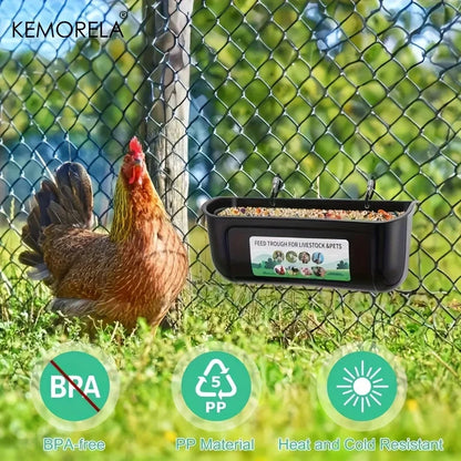 KEMORELA 2PCS Goat Feeder Hanging Duck And Chicken Feeder Small Pet Food Basin Fence Feed Trough Goose Drinking Trough With Clip