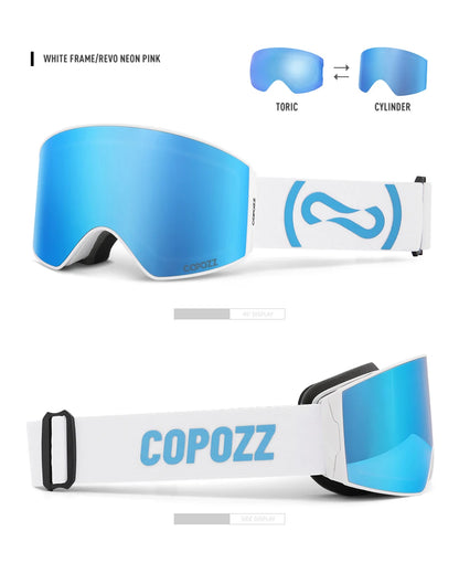 COPOZZ Magnetic Ski Goggles UV400 Protection Anti-Fog Ski Glasses Men Women Quick-Change Lens Snowboard Goggles with Two Options