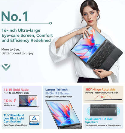 Blackview Acebook 12 Win 11 Pro Laptop 16'' 1920*1200 Display, Intel I5-1030NG7 Notebook, 16GB 512GB, 5000mAh