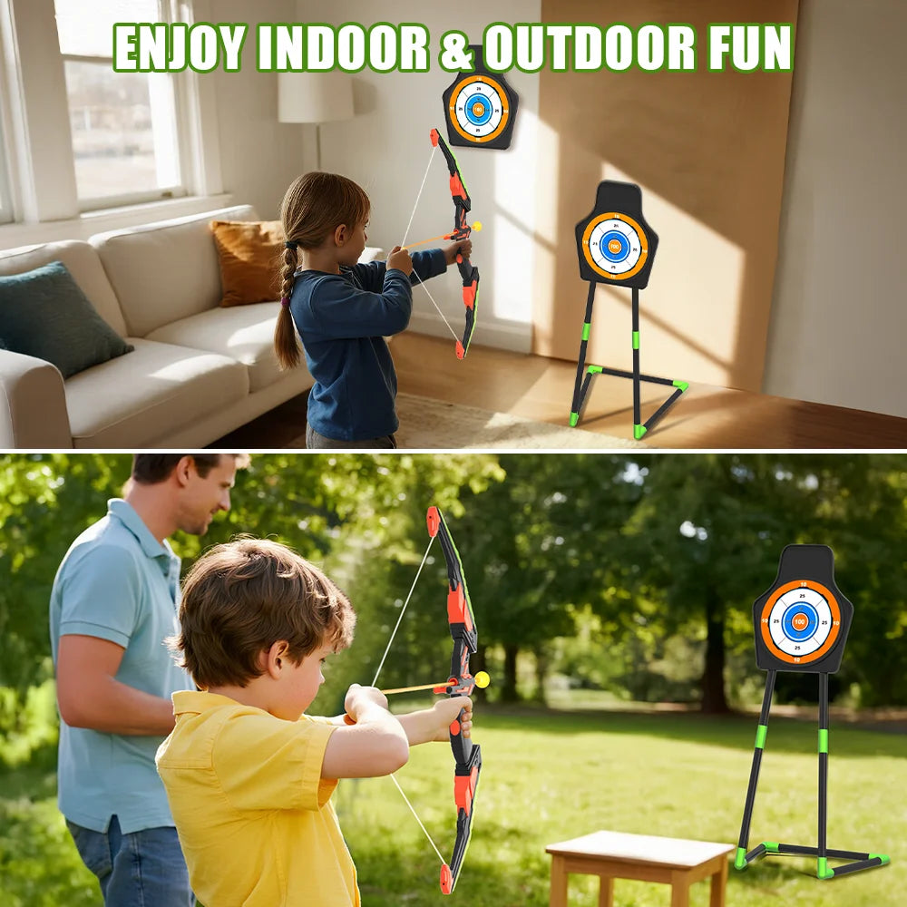 Bow and Arrow Set for Kids with LED Lights-Archery Set with 12 Suction Cup Arrows, Quivers & Standing Target, Outdoor Toys for Kids Boys & Girls Ages 3-12 Years Old