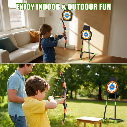 Bow and Arrow Set for Kids with LED Lights-Archery Set with 12 Suction Cup Arrows, Quivers & Standing Target, Outdoor Toys for Kids Boys & Girls Ages 3-12 Years Old