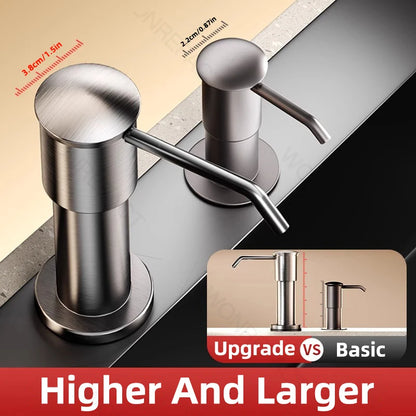 Soap Dispenser for Kitchen Sink Built in Sink Soap Dispenser Brushed Countertop Soap Dispenser Pump Silver Blackgray
