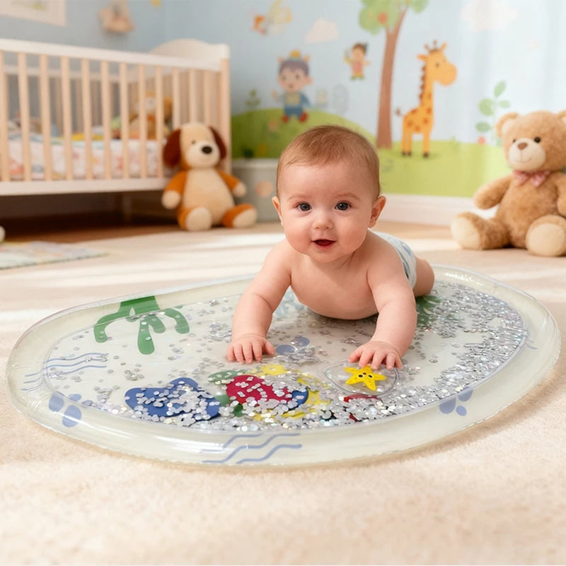 Inflatable Pvc Baby Water Mat for Infants Toddlers Early Education Press to Make Sound Tummy Time Play Mat