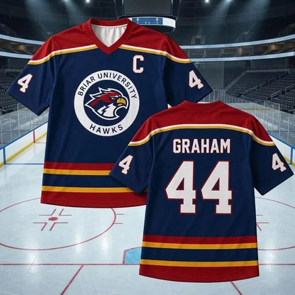 Off Campus Briar University Hawks Jersey Shirt Garrett Graham 44 Hockey Shirt Summer Sports Men's T-Shirt Tee Y2k Woman ﻿