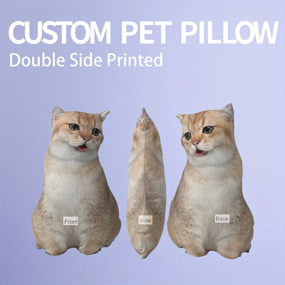 A Customizable Pet Pillow, Personalized 3D Portrait Plush Toy for Cats and Dogs, Mini Animal Pillow Toy