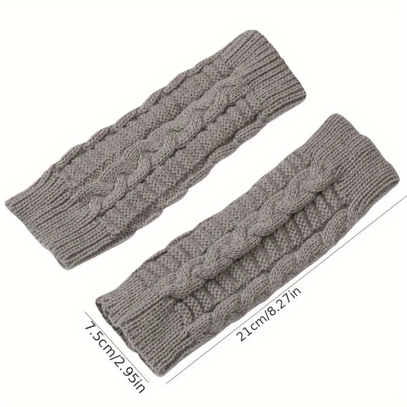 Comfortable Winter Gloves for Women - White Semi-Finger Gloves with Elastic No-Finger Design for Warmth, Stretchy and Comfortable