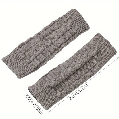 Comfortable Winter Gloves for Women - White Semi-Finger Gloves with Elastic No-Finger Design for Warmth, Stretchy and Comfortable