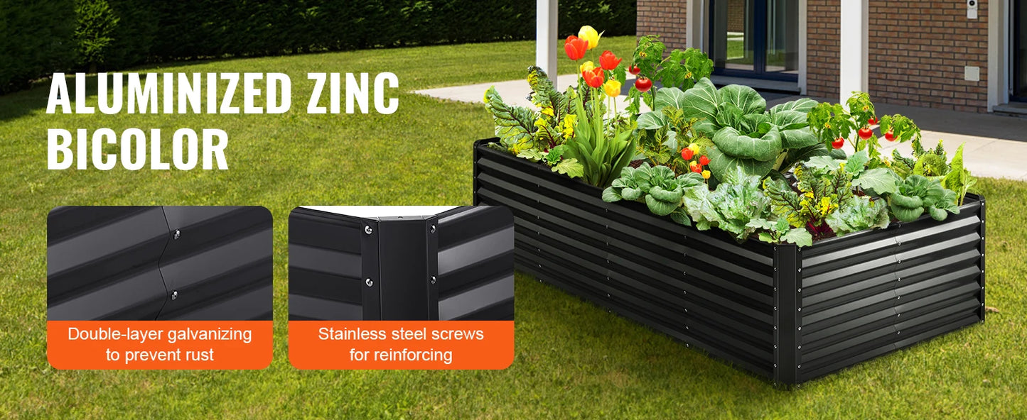 SucceBuy Raised Garden Bed Outdoor Planting Boxes with Open Base for Growing Flowers/Vegetables in Backyard/Garden/Patio/Balcony