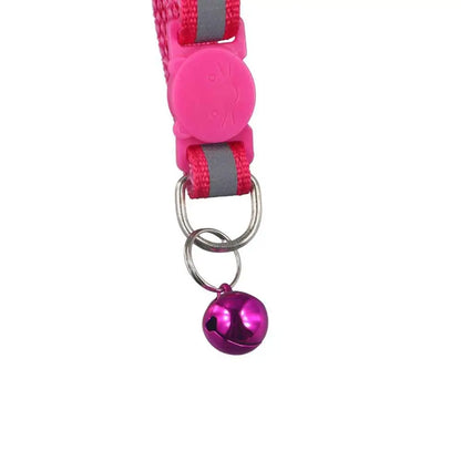 Cute Fashion Adjustable Size Cat Head Pattern Reflective with Bells Cat Collar Pet Accessories Kitten Decor Cat Neck Strap