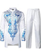 Muslim Robe Trousers The Traditional Dress of Arab Men 3D Pattern Printing Black White Yellow Navy Blue Long-Sleeved