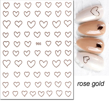 3d Nail Art Stickers Red Black White Love Hearts Stars Clouds French Full Tips Adhesive Nail Decals Slider For Manicure